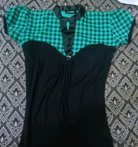 Unique Green & Black Top