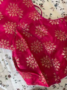 Pink Floral Blouse &amp; Fabric Set