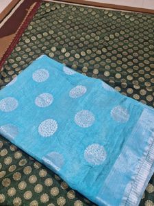 Elegant Blue & sliver Saree