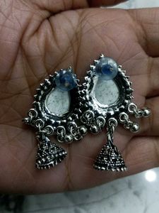 Cute Silver Tone Drop Ethnic Earrings