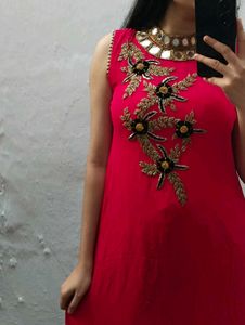 High Neck Mirror Work Kurti