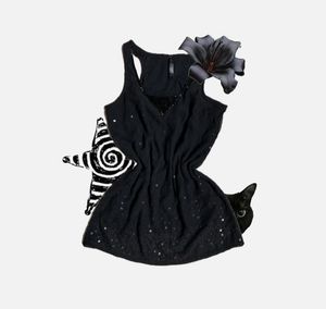 Y2K Sparkly Black Tank Top (L)