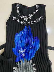 Elegant Black Floral Print Dress