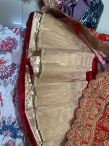 Red &amp; Gold Embroidered Lehenga