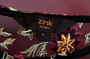 Elegant Zink Sheer Black Top - Size L