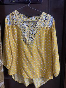 Floral Print Yellow Top