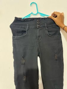 Black High Waisted Distressed Jeans