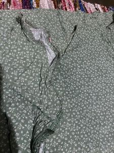 Sage Green Floral Print Frock