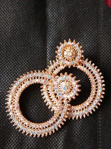 Rose Gold Rhinestone Circle Earrings