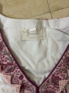 White &amp; Pink Floral Print Kurta Set