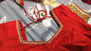 Designer Orange &amp; Red Saree With Blause❤️🧡
