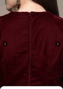 Maroon Velvet Kurta Set