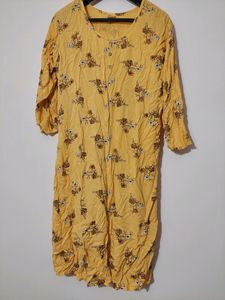 Yellow Front-slit Kurti