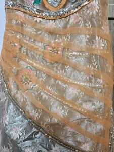 Orange Sequin And Stone Work Churidar Kurta Set