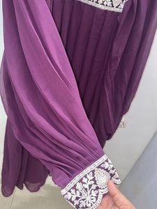 Elegant Purple Embroidered Anarkali kurta with pan