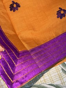 Elegant Mustard &amp; Purple Saree