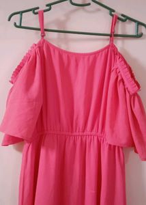 Coral Cold Shoulder Dress