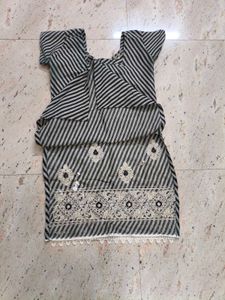 Striped Embroidered Tunic Top