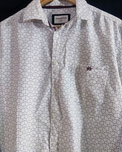 Crimsoune Club White Printed Kamis Shirt For Men