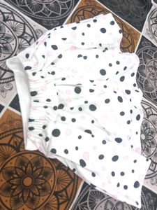 Cute Pink Top &amp; Polka Dot Skirt Set