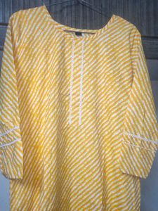 Lehariya Jaipuri cotton Kurti With Chicken Lace.