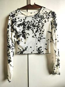 Floral Mesh Crop Top