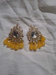 💛 Yellow Jumka – Elegant Earrings ✨