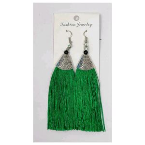 Parrot Green Tassel Earrings