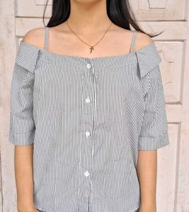 Women Black &amp; White Stripped Shirt