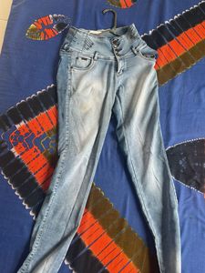 High-Waisted Light Wash Jeans