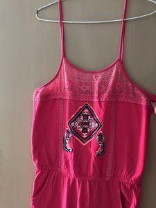 Pink Embroidered Jumpsuit