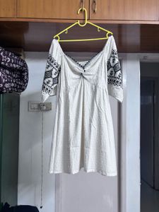 “Bombay Paisley” Embroided Off White Dress