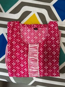 Pink Printed Cotton Suit Set