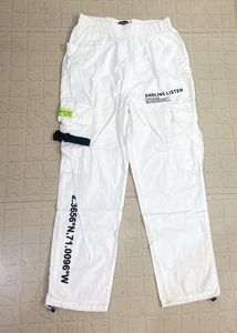 White Cargo Pants with Graphic Details