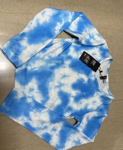 Blue And White Casual Top