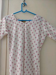 White And Pink Short Kurti For Daily Wear