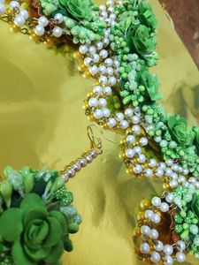 Combo of Haldi And Mehendi Floral Jewellery Set
