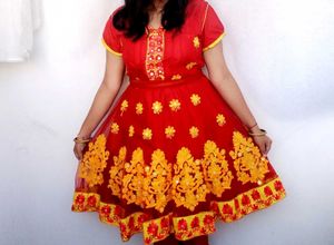 Elegant Red &amp; Gold Kurta Set