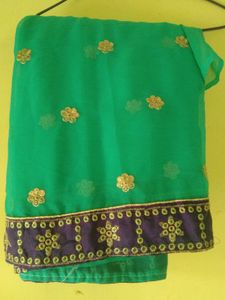 Green Embroidered Saree
