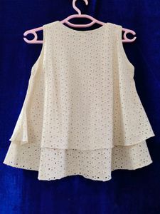 Ivory Eyelet Layered Tank