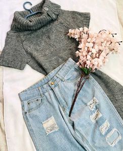 🎁Buy1 Get1 Free Gray Knit Sweater Dress D