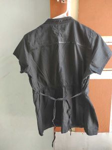 Black Cotton  Front Button Top