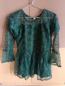 Elegant Green Lace Peplum Top
