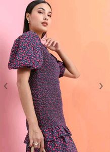 Floral Print Drop-wrist Dress