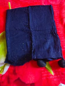 White And Navy Blue Dupatta