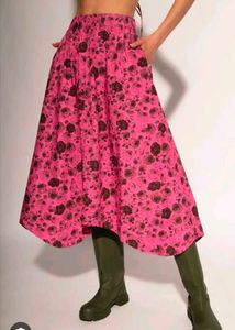 Pink Floral Ethnic Skirt