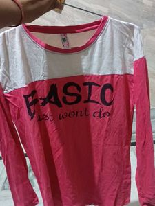 Pink & White "Basic" Long Sleeve Top