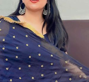 Elegant Blue Dupatta with Gold Detail