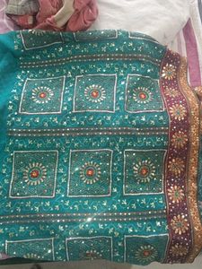 Beautiful Peacock Green Gujrati Saree