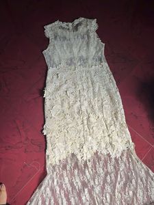 Elegant Lace Maxi Dress with organza